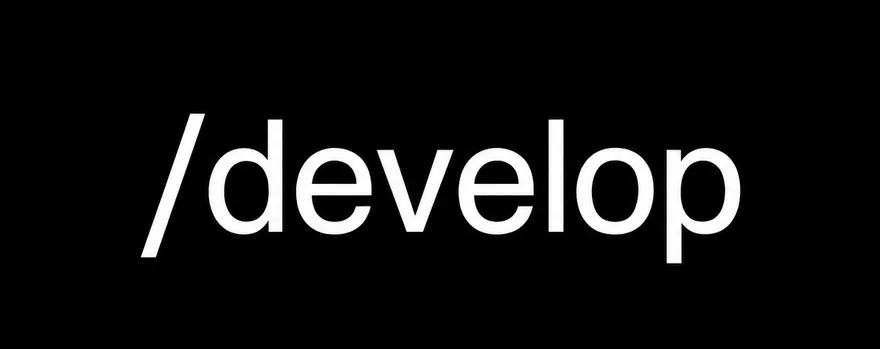 The word /develop, white on black